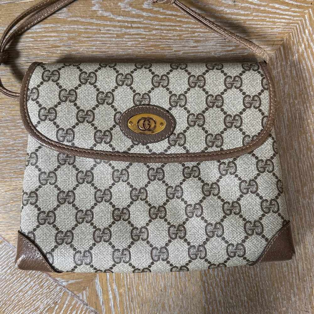 GUCCI Vintage Beige and Brown Crossbody Bag - Picture 5 of 15